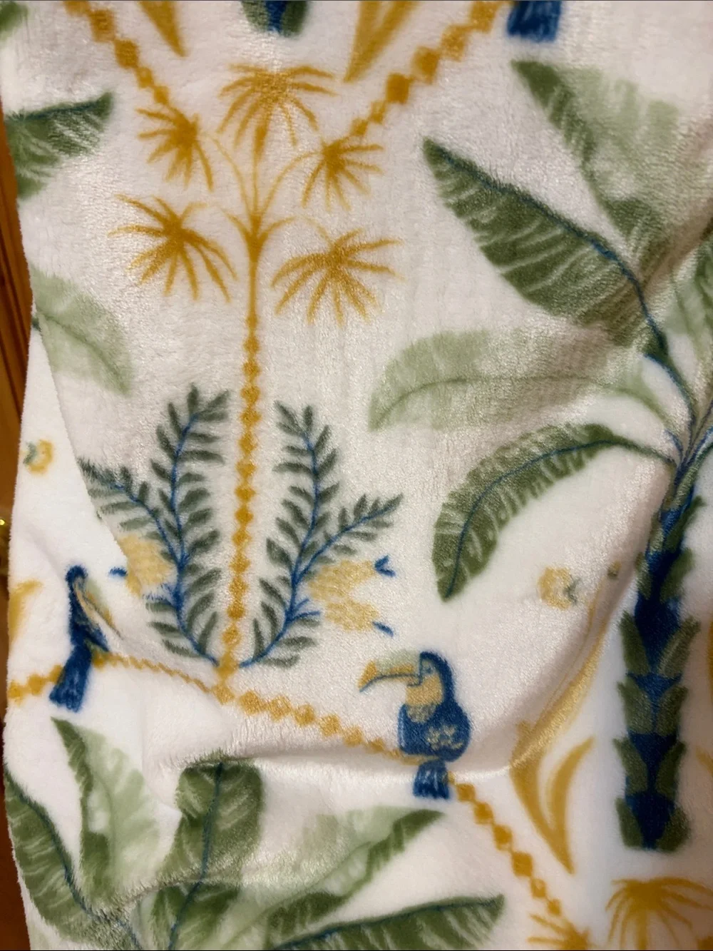 Tommy Bahama Ivory, Green, Gold & Blue Tropical Plush Throw